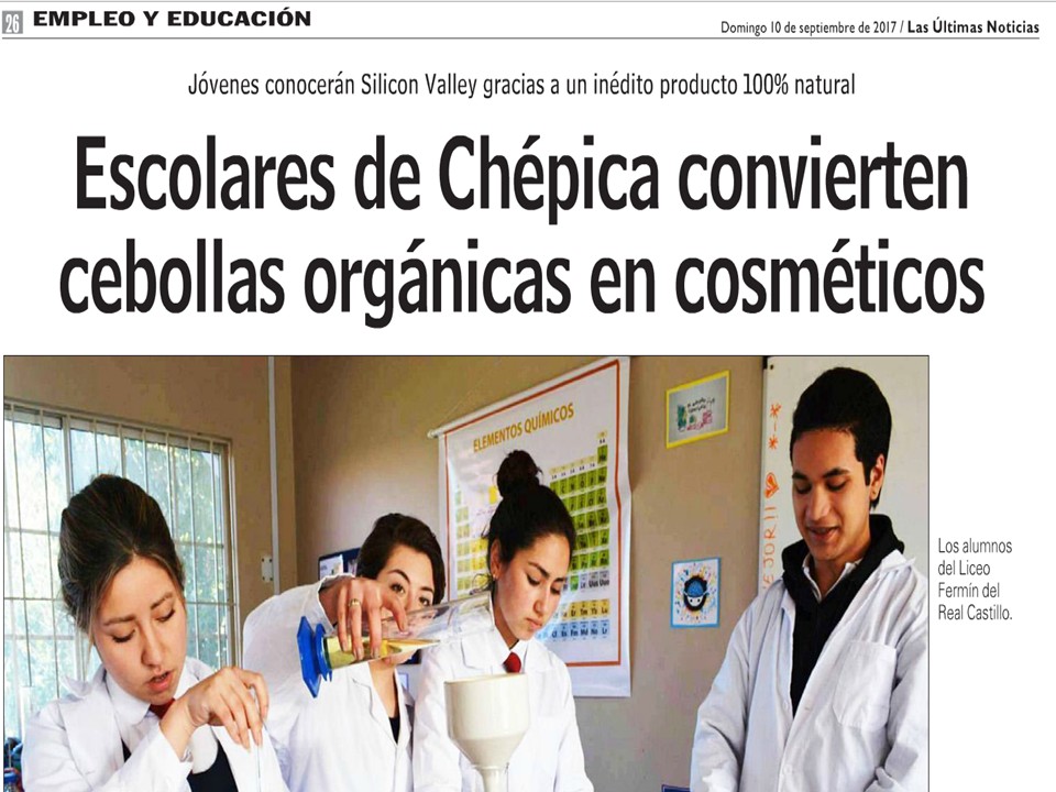 Estudiantes de  Chépica  viajan a Sillicon Valley por elaboración de cosmético 100% natural